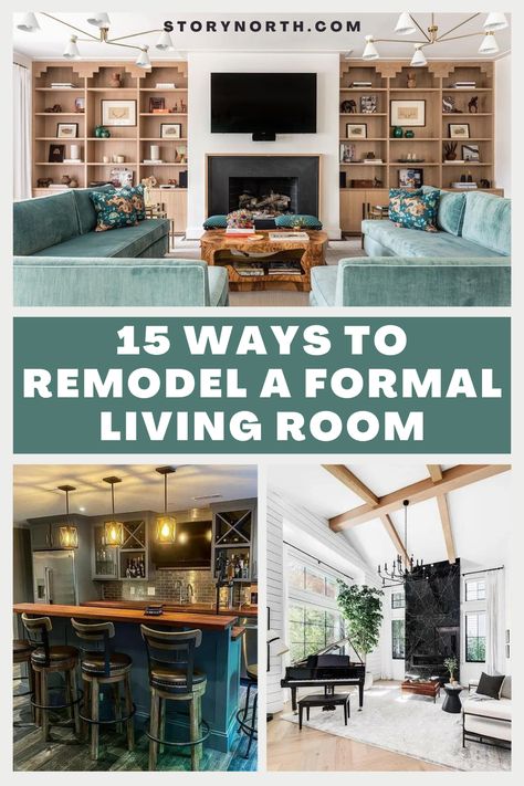 Make a lasting impression on your house guests with these luxurious upgrades for your formal living room. From statement lighting fixtures to stunning wall art, we've got plenty of ideas to help you create a space that's both elegant and inviting. So sit back, relax, and get ready to make your living room the envy of all your friends. #LuxuryLiving #HomeDecor #LivingRoomIdeas #RemodelIdeas #HomeRemodeling #HomeImprovement #LivingRoomDecor Conversation Rooms Ideas, Functional Formal Living Room, Living Room Den Ideas, Repurpose Formal Living Room Ideas, Living Room Alternative Uses, Formal Living Room Turned Playroom, Formal Living Room Alternative, Small Workout Room, Keeping Room Ideas