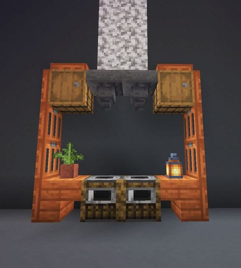 Simple Minecraft kitchen made out of Acacia wood Small Kitchen Minecraft, Minecraft Acacia, Minecraft Room Designs, Wood Stove Kitchen, Simple Minecraft Builds, Minecraft Interior Ideas, Minecraft Kitchens, Interior Minecraft, Minecraft Building Blueprints