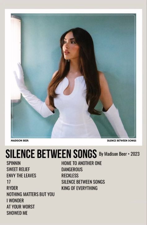 Madison Beer Aesthetic Poster, Madison Beer Poster, Madison Beer Album Cover, Song Polaroid Posters Olivia Rodrigo, Album Covers Madison Beer, Beer Song, Silence Between Songs, Album Cover Wall Decor, Madison Beer Songs Aesthetic