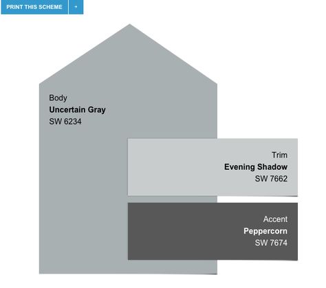 SHERWIN WILLIAMS OUTDOOR PAINT FOR HOMES Uncertain Gray Sherwin Williams Exterior, Exterior Paint Schemes, Interior Paint Colors Schemes, Outside Paint, Exterior House Paint Color Combinations, Exterior House Color, Exterior Paint Color, Exterior Color Schemes, Exterior Paint Colors For House