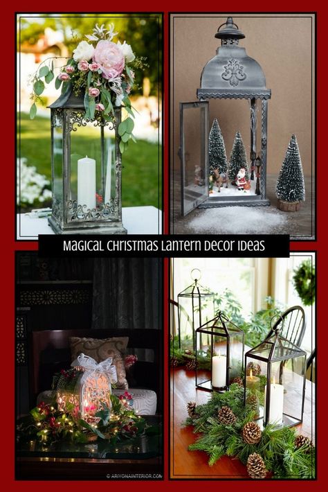 Magical Christmas Lantern Decor Ideas • One Brick At A Time Decorated Lanterns For Christmas, Lantern Filler Ideas, Christmas Lantern Decor, Lanterns For Christmas, Decorated Lanterns, Lantern Decor Ideas, Christmas Lantern Decor Ideas, Lantern Christmas Decor, Fairy Lights Decor