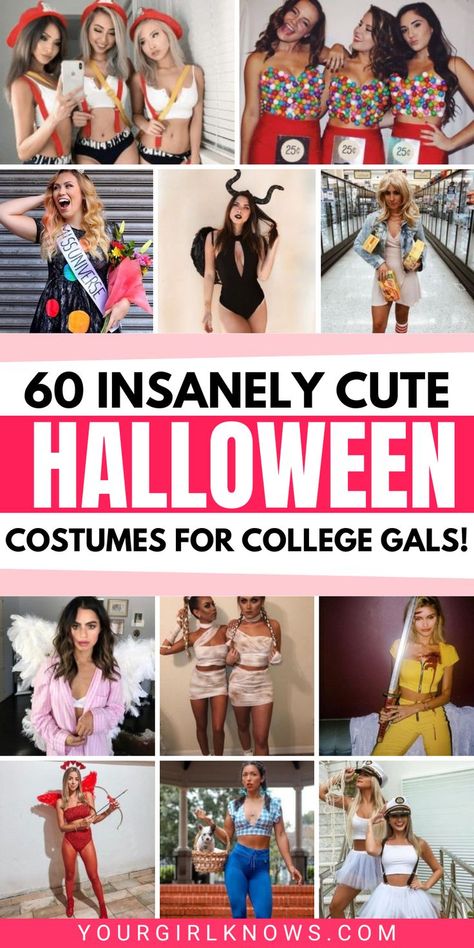 Halloween is the biggest night of fall. So choosing a Halloween costume has to be on your to-do list. So make your Halloween costume easy with these 65 easy college Halloween costumes. Bff Halloween Costumes For 2 Women, Amazon Costume Diy, Halloween Costumes Cute College, Halloween Costume For Teenage Girl, Young Adult Halloween Costumes, Teen Girl Group Halloween Costumes, Cute Easy Halloween Costumes For Women, Teen Girl Costume Ideas, Collage Halloween Costumes