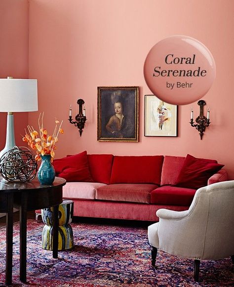 HueWeLove-Coral-Serenade-Behr--HH_SE13 Coral Paint Colors, Coral Room, Pink Bedroom Walls, Coral Bedroom, Pink Bedroom Design, Pink Bedroom For Girls, Pink Bedroom Decor, Bedroom Paint Colors, Paint Colors For Living Room