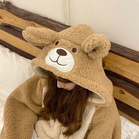 YOOKIE - Bear Ear Hooded Onesie Pajama Pajamas Cute, Brown Bunny, Onesie Pajamas, Bear Ears, One Piece Pajamas, Bear Plush, Cute Bears, Photo Colour, Nightwear