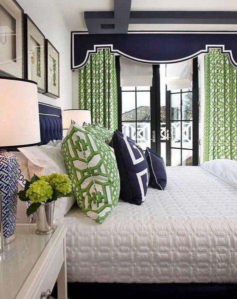 There are so many ways to use green in your home! Come get all the ideas on decorating with green via ablissfulnest.com Navy Bedrooms, Navy Blue Bedrooms, Green Bedroom Decor, Decor Images, Sage Green Bedroom, Blue And, Green Bedroom, Bathroom Decorating, Trendy Living Rooms