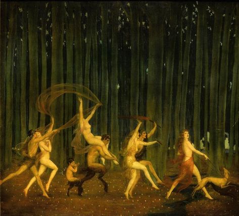 Archaeology & Art on Twitter: "Agnes Tait (1894-1981), "Bacchanalian Scene",Medium: n/d, oil on canvas, 99,1x99,1 cm. Private Collection.… " Eldest Daughter, Dark Witch, People Dancing, Arte Inspo, Witch Art, Ethereal Art, Classical Art, Old Art, Art Plastique