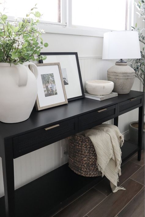 Small Black Console Table, Black Console Table Entryway, Black Console Table Decor, Black Entry Table, White Entry Table, Black Entryway Table, Minimalist Console Table, Console Table Entryway, Entry Table Decor