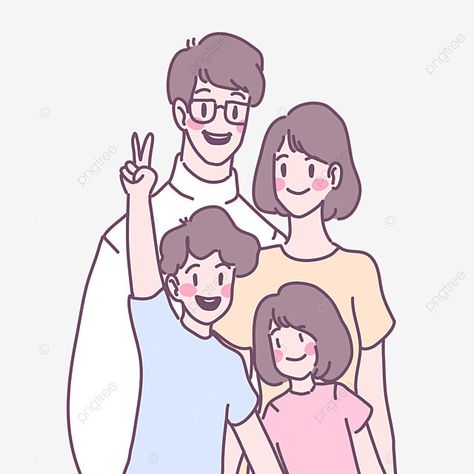 4 Family Drawing, Family Illustration Art Aesthetic, Family Illustration Simple, Family Poster Drawing, Family Of 4 Drawing, Familia Aesthetic, Family Dp, Family Vector Illustration, Family Animation