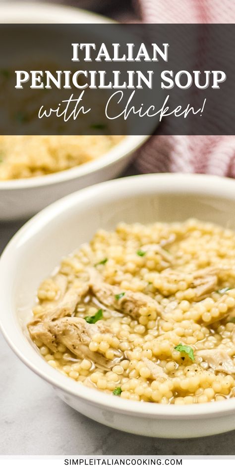 Easy Italian Chicken Pastina Soup - Best Recipe Italian Soup When Sick, Chicken Pastina Soup Recipe, Chicken Pastina Soup, Sick Soup, Chicken Pastina, Easy Italian Chicken, Pastina Soup, Tiny Pasta, Italian Soup Recipes