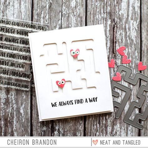 January 2018 Release Day 1: A-mazing + Maze Die - Neat and Tangled Amazing Maze, Slider Cards, Valentine Activities, Paper Crafts Card, Interactive Cards, Stencil Crafts, Paper Crafts Diy Tutorials, Heart Cards, Paper Cards