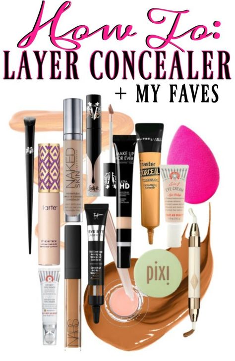 How to layer concealer the best concealers for oily skin, dry undereye and no creasing. Concealers For Oily Skin, Diy Concealer, Best Concealers, Dry Under Eyes, Root Concealer, Waterproof Concealer, Eyebrow Makeup Tips, Concealer For Dark Circles, Best Concealer