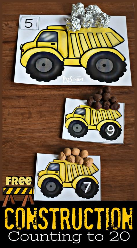 Construction Playdough, Construction Activities Preschool, Construction Theme Preschool, Preschool Transportation, Preschool Construction, Counting Mats, Kissing Hand, Transportation Activities, Community Helpers Theme