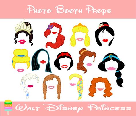 Disney Princess Photo Booth Props–26 Pieces-Printable Disney Props-Princess Party Props-Snow White,Cinderella, Belle, Ariel-Instant Download Princess Photo Booth, Disney Props, Diy Disney Princess, Princess Photo Props, Photo Booth Props Free, Disney Princess Photo, Photobooth Props Printable, Drawing Disney, Princess Printables