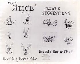 Vintage Disney Alice in Wonderland: Flower Suggestions Model Sheet - Rocking Horse Flies and Bread & Butter Flies Wonderland Drawing, Ephemeral Tattoo, Basic Drawings, Wonderland Flowers, Alice And Wonderland Tattoos, Alice In Wonderland Flowers, Tattoo Disney, Flying Tattoo, Wonderland Tattoo