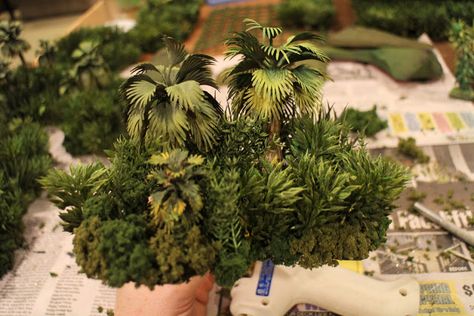 1000 Foot General: Making Jungle Terrain Jungle Terrain, Pokemon Terrarium, Hail Caesar, Green Spray Paint, Wargaming Table, Landscape Design Drawings, Warhammer Terrain, 40k Terrain, Game Terrain