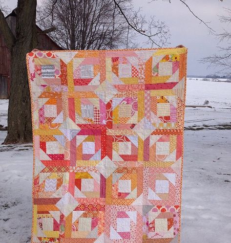 October was my month again as quilter for the Imagine Circle of do.Good Stitches. I was inspired to choose the Pineapple Blossom block ... Pineapple Quilt Pattern, Pineapple Quilts, Pineapple Quilt, Pink Quilt, Block Quilts, Orange Quilt, Log Cabin Quilts, Jellyroll Quilts, Log Cabin Quilt