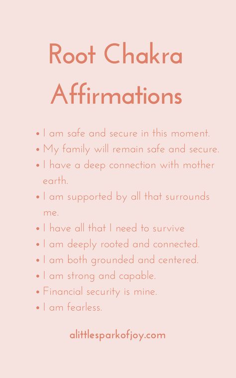 First Chakra Healing, Affirmations For Safety And Security, Affirmations For Security, Safety Affirmations, Chakra Journaling, Root Chakra Affirmations, Swadhisthana Chakra, Chakra Healing Meditation, No Limitations