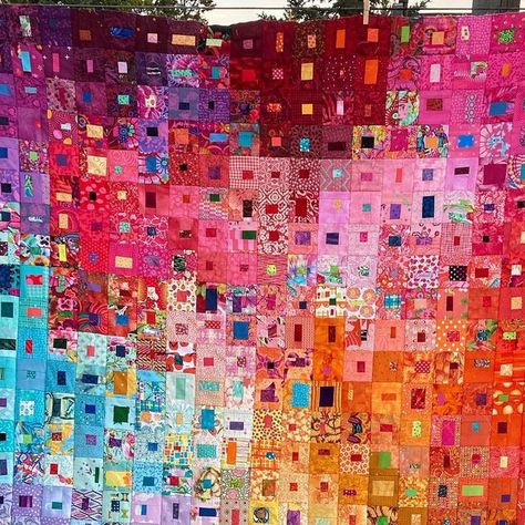 Terry Rowland on Instagram: "The Color Wash Scrap Challenge Assemble video is on my You Tube channel Thanks for following along on my scrap journey Scrap On Everybody Scrap On #scrapwithterry2022 Check out my Terry Rowland You Tube channel for the video on finishing your colorwash quilt #colorwashquilt #colourwashquilt #scrapquilt #improvblocks #canadianquilter" Terry Rowland, Colorwash Quilts, Temperature Quilts, Crumb Quilting, Square Quilts, Watercolor Quilt, Kaffe Fassett Quilts, Scrap Quilt, Fibre Art