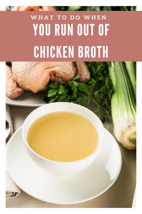 Needing an ingredient and not having one stinks! If you're out of chicken broth but need it for a recipe! I give you 19 ways to fix the issue! Chicken Bouillon Substitute, How To Make Chicken Broth With Bouillon, Chicken Broth From Bullion Cubes, Chicken Broth With Bouillon, How To Make Chicken Broth, Substitute For Chicken Broth, Chicken Broth Substitute, Substitute Ideas, Chicken Broth Soup