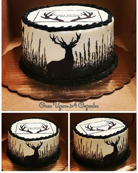 Wildlife Cake Ideas, Hunting Cakes For Men, Hunting Cakes For Men Birthdays, Deer Sheet Cake, Hunter Cake Ideas, Hunting Themed Birthday Cake, Deer Cake For Men, Hunting Theme Cake, Deer Birthday Cake For Men