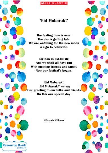 A joyful celebration poem for Eid-ul-Fitr. Eid Song, Eid Ul Fitr Decorations, Ramadan Food, Eid Mubarak Quotes, Eid Holiday, Eid Mubarak Card, Eid Party, Worksheets Preschool, Ramadan Crafts