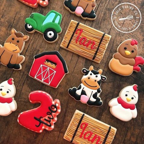 Barn Birthday Party, Kids Cookies, Baby Surprise, Farm Cookies, Thank You Cookies, Farm Animal Party, Farm Animals Birthday Party, Mc Donald, Farm Animal Birthday