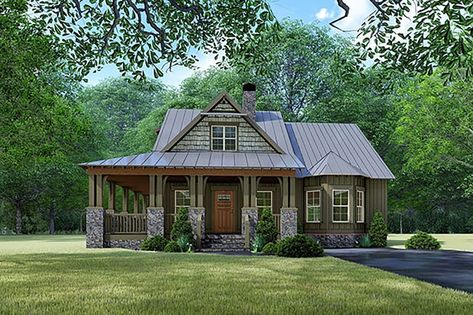 Pelan Rumah Kecil, Pelan Lantai Rumah, Wraparound Porch, Pelan Rumah, Cottage House Plan, Rustic House Plans, Small Cottages, Plans Architecture, Matching Pairs