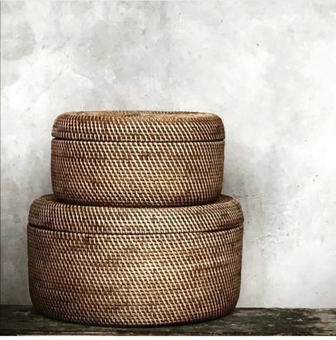 These gorgeous and sturdy baskets are versatile for storage and make a beautiful statement piece in any room. Crafted by Artisans in Bali, they are sustainably and ethically made. Medium - 15"D x 8"H Large - 19"D x 10"H Bar Alcove, Large Basket With Lid, Wicker Basket With Lid, Japandi Bedroom, Large Wicker Basket, Large Woven Basket, Storage Baskets With Lids, Family Room Walls, River Cabin