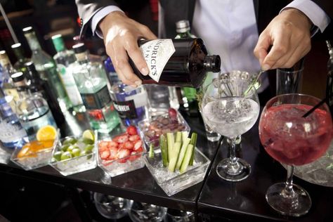 The ultimate Gin and Tonic bar will have your guests revelling in refreshment with the taste of Britain in their glasses! Premium Gin, Tonic Recipe, Gin Tasting, Martini Bar, Gin Bar, Cocktail Mix, Diy Bar, Gin Tonic, Wedding Bar