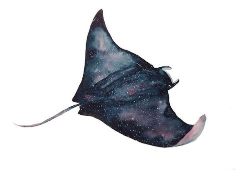 Manta Ray Watercolor, Ocean Animals Art, Manta Ray Art, Stingray Tattoo, Ray Tattoo, Art Stars, Ocean Tattoos, Surrealism Art, Animals Art