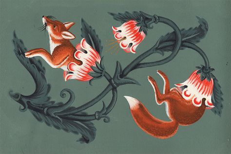 Kyler Martz, Fox Illustration, Witchy Wallpaper, Eclectic Art, Fine Art Photo, Magazine Art, Botanical Illustration, Featured Artist, Graphic Design Illustration