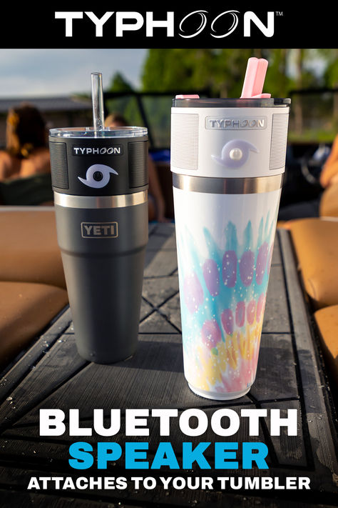 Enhance your outdoor escapades with Typhoon's wireless speaker cup, the must-have audio solution for your tumbler. Compatible with Yeti, BrüMate, Hydro Flask, Tervis, Pure, and more. Waterproof and versatile, it amplifies on-the-go experiences. Enjoy premium sound while sipping your drink. Ideal for camping, hiking, and more. Elevate your journey with Typhoon's portable cup speaker now! Safety Gadgets, Neat Gadgets, Artsy Gift, Bff Gifts Diy, Must Have Gadgets, Bubble Machine, Geek Gadgets, Wireless Speaker, Hydro Flask