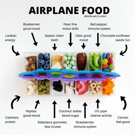 Plane Snacks, Kids Eat In Color, Airplane Snacks, Sugar Carrots, Airplane Food, Elderberry Gummies, Lara Bars, Road Trip Snacks, Picky Eating