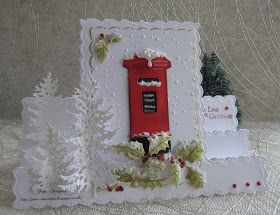 pamscrafts: Christmas Stepper cards. Stepper Cards, Tattered Lace Cards, Carnation Crafts, Homemade Christmas Cards, Step Cards, Christmas Card Crafts, Morning Friends, Post Box, Diy Christmas Cards