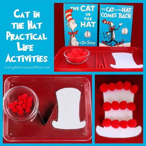 30+ Dr. Seuss Activities for Children - Preschool and Kindergarten Community Dr Seuss Fine Motor Activities, Cat In The Hat Activities, Dr Seuss Preschool Activities, Monday Cat, Dr Seuss Preschool, Dr Seuss Classroom, Dr Seuss Activities, Dr Seuss Crafts, Seuss Classroom