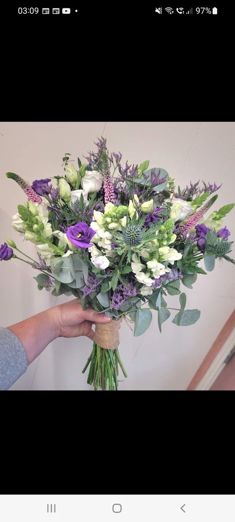 Wild rustic scottish wedding bouquet, wild
Scottish Wild mountainside inspiration, sea thistles, Veronica, lisianthus, anthiranium, limonium with twine rustic tie. Tall hand bouquet with lush purple, pinks and whites. Lavender And Thistle Bouquet, Scottish Wildflower Bouquet, Scottish Thistle Wedding Flowers, Purple Lisianthus Bouquet, Lisianthus Flower Bouquet, Scottish Wedding Flowers, Liatris Bouquet, Scottish Bouquet, Lisianthus Wedding Bouquet