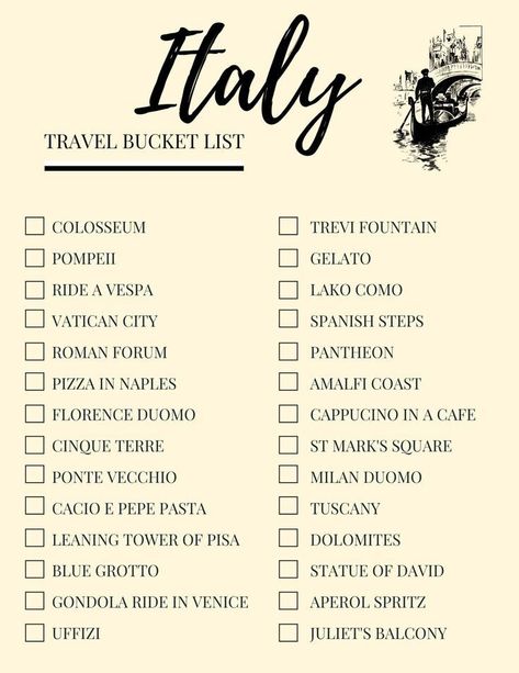 Travel Checklist Printable, Italy Trip Planning, Bucket List Travel, Checklist Printable, Fun Places To Go, Voyage Europe, Bag Essentials, Travel Checklist, Dream Travel Destinations