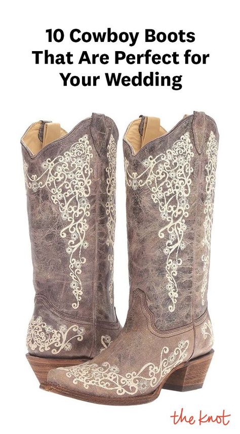 10 Cowboy Boots That Are Perfect for Your Wedding Valentino Wedding Shoes, Simple Wedding Shoes, Cowgirl Boots Wedding, Boots Wedding, Wedding Cowboy Boots, Converse Wedding Shoes, Wedding Shoes Sandals, Dresses With Cowboy Boots, Cowgirl Wedding