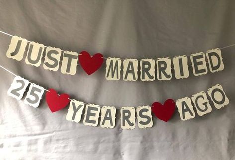 Wedding Anniversary Banner, 25th Anniversary Decorations, 60th Wedding Anniversary Party, 60th Anniversary Parties, 30th Anniversary Parties, 25th Wedding Anniversary Party, 40th Anniversary Party, Anniversary Diy, 25th Anniversary Party