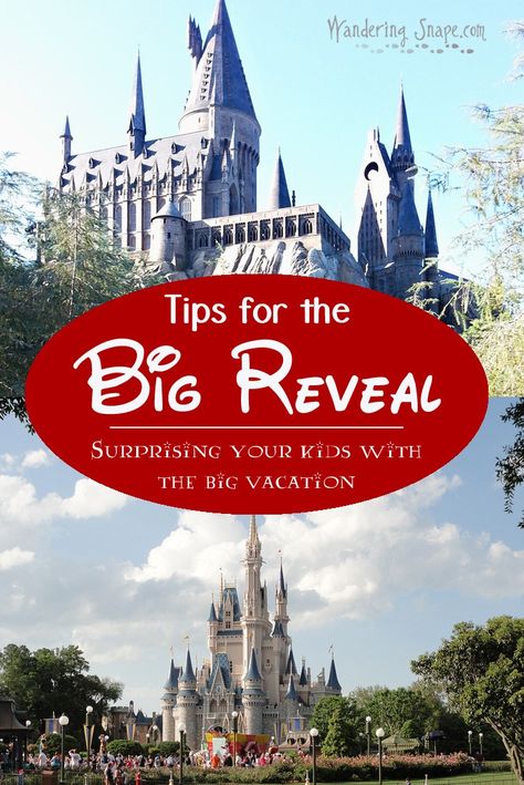 Surprising your kids with a Harry Potter vacation (or other destination) is such an exciting experience for parents. However, it can be overwhelming trying to make it the best experience ever without spoiling the surprise ahead of time. Whether you're going to Universal Studios Wizarding World of Harry Potter, any of the Disney Parks or other large dream vacations, keep these tips in mind when revealing the big news to your kids (and maybe spouse!) Universal Studios Christmas Surprise, Universal Studios Surprise Ideas, Universal Studios Gift Ideas, Universal Studio Surprise Trip, Surprise Universal Studios Trip Reveal, Universal Studios Gift Reveal, Universal Trip Reveal, Universal Studios Trip Reveal, Surprise Vacation Reveal