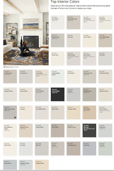 50 top interior colors for Sherwin Williams Stargazer Sherwin Williams, Sherwin Williams China Doll, Light Living Room Colors, Sherwin Williams City Loft, Most Popular Paint Colors, Office Paint Colors, Office Paint, Popular Paint Colors, Interior Colors