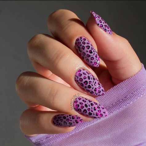 Posted by Zoe Scott: Welcome to the wild side of glam, where boldness meets sophistication on the canvas of your very fingertips! Today, we're diving into the mesmerizing ... Purple Leopard Nails, Leopard Manicure, 21st Birthday Nails, Leopard Nail Designs, Tiger Nails, Birthday Nail Designs, Print Nail Art, Cheetah Print Nails, Black Nails With Glitter