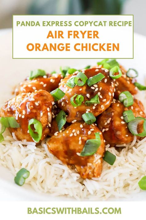 Easy Orange Chicken Sauce, Copycat Orange Chicken, Meals Air Fryer, Panda Express Orange Chicken Recipe, Air Fryer Orange Chicken, Fast Dinner Ideas, Gluten Free Orange Chicken, Panda Express Copycat, Panda Express Orange Chicken