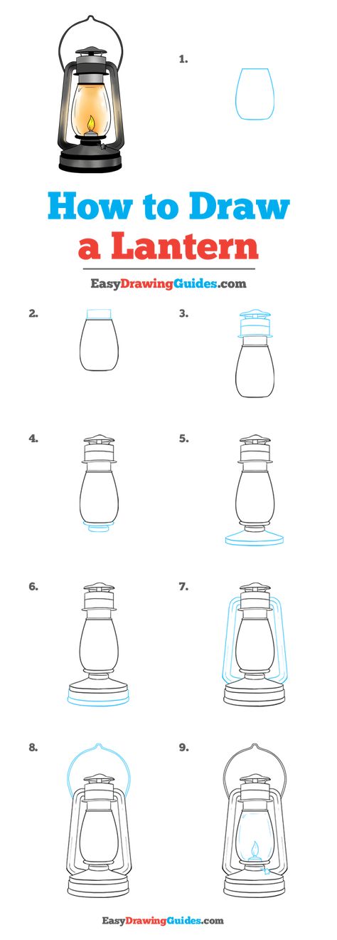 How to Draw a Lantern - Really Easy Drawing Tutorial Drawing Of A Lantern, How To Draw Lantern Step By Step, How To Draw Lanterns, Lantern Art Drawing, Doodle Lantern, Lantern Drawing Ideas, Lantern Doodle, Lantern Drawing Simple, Lanterns Drawing