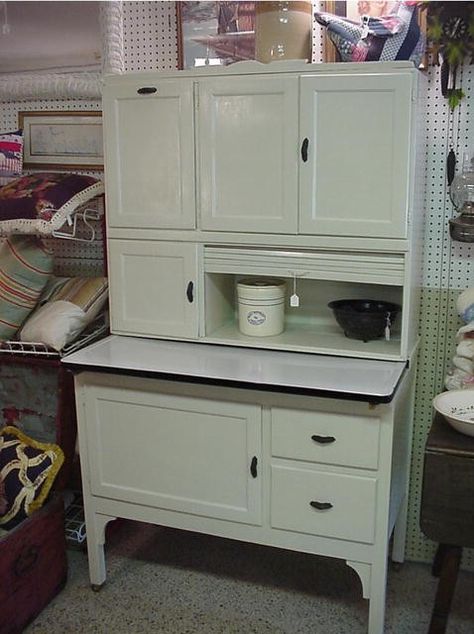 White & Red Enamel Top Kitchen Cabinet ... Bakers Cabinet, Antique Hoosier Cabinet, Vintage Kitchen Cabinets, Kitchen Cabinets For Sale, Hoosier Cabinets, Hoosier Cabinet, Timeless Furniture, Cabinet Makeover, Cabinets For Sale