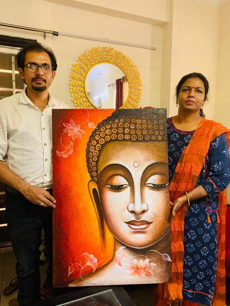 Budha Painting Wall Art, Canvas Painting Of Buddha, Rectangular Painting Ideas, Buddha Painting Abstract Modern, Budha Painting On Canvas, Buddha Art Painting Acrylics, Bright Canvas Painting, Buddha Painting Acrylic On Canvas, Buda Painting