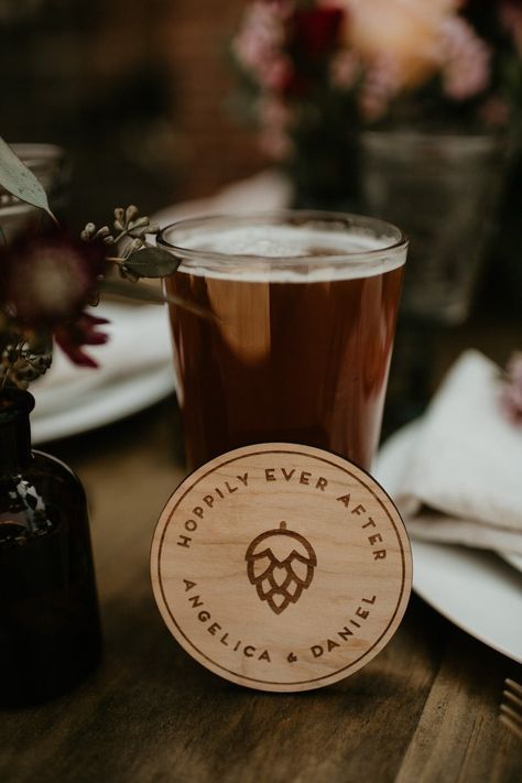 Elegant Beer & Brewery Wedding Ideas, Decor, Favors Beer Themed Party Favors, Brewery Reception Decorations, Hops Wedding Decor, Brewery Wedding Favors, Wedding Brewery Ideas, Wedding At Brewery, Fall Brewery Wedding, Brewery Wedding Decor, Beer Wedding Decor