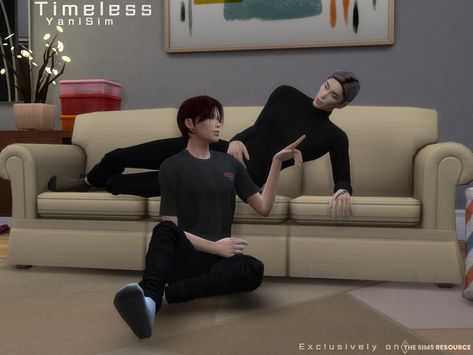 Poses On Sofa, 4 Group Poses, Laying Poses, Sims 4 Couple, Bed Poses, Sims 4 Couple Poses, Ts4 Mods, Couple Bed, Male Pose