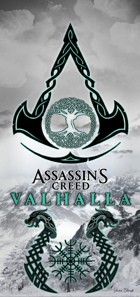 Valhalla Assassins Creed Tattoo, Valhalla Tattoo, Assassins Creed Logo, Assassins Creed Valhalla, Halls Of Valhalla, Assassin's Creed Wallpaper, Viking Tattoo Sleeve, Assassins Creed Black Flag, All Assassin's Creed