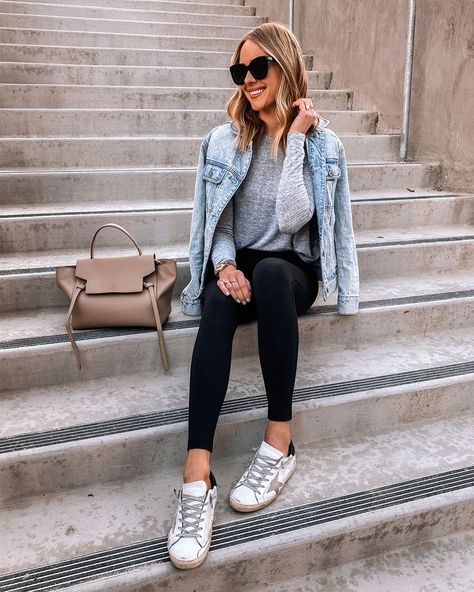 Casual Denim Jacket Outfit, Golden Goose Sneakers Outfit, Golden Goose Outfit, Celine Belt, Sneakers Outfit Casual, Friday Fashion, Iceland Trip, Casual Weekend Outfit, Casual Denim Jacket